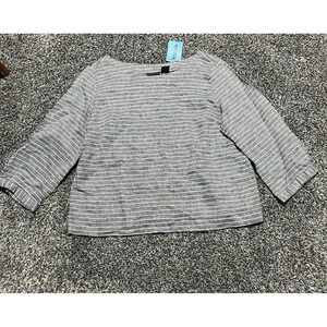 Tahari Linen Striped  Shirt Beach Boho Sailor Medium